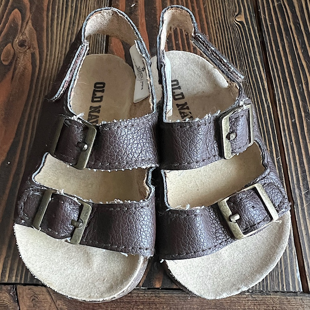 OLD NAVY • burk-like infant baby sandals brown summer shoe • size 2 (3-6 months)